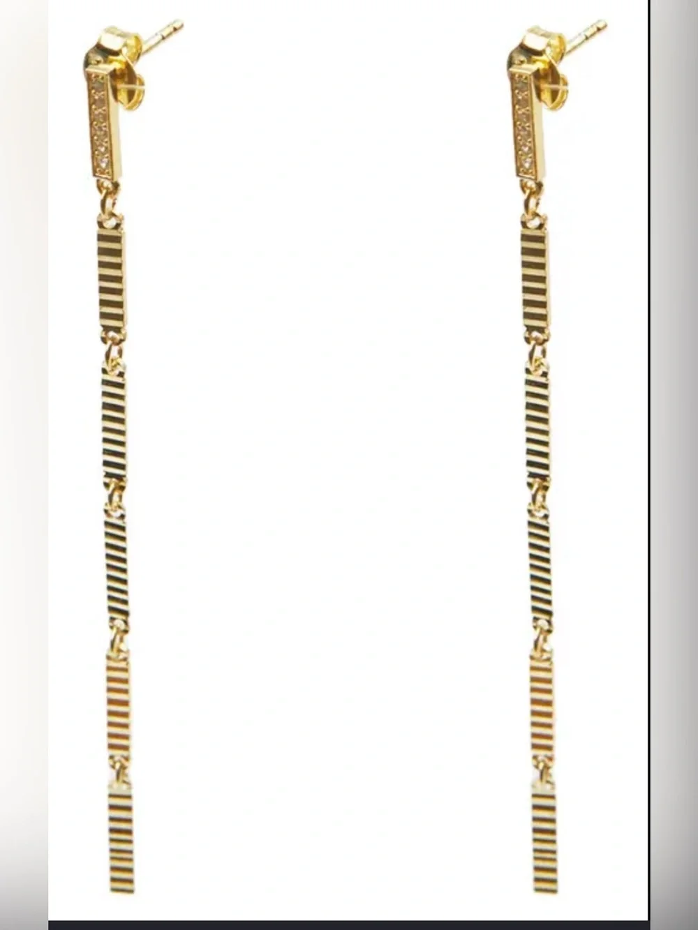 Argento Vivo 18K gold-plated sterling silver textured linear drop earrings
